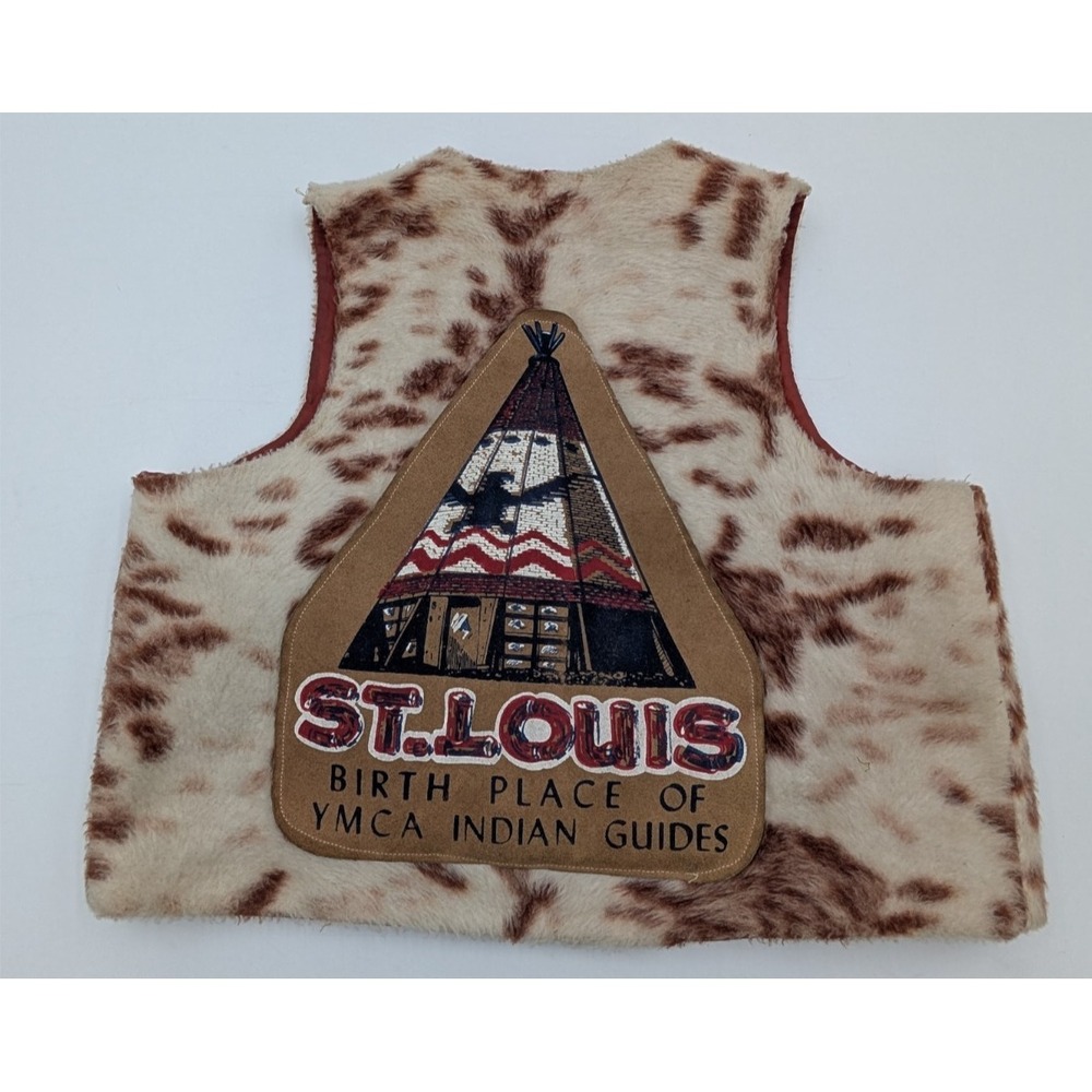 Vintage‎ YMCA Indian Guides Kids Faux Vest St Louis Teepee Patch Art 60s 70s